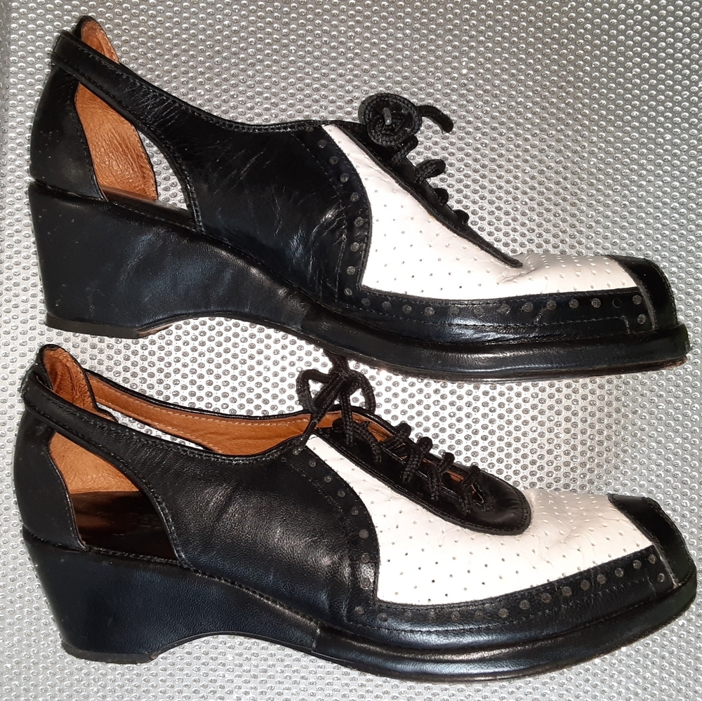 Contemporary Remix wedge platform open toe oxford
